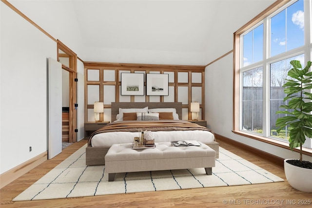 bedroom with light hardwood / wood-style floors