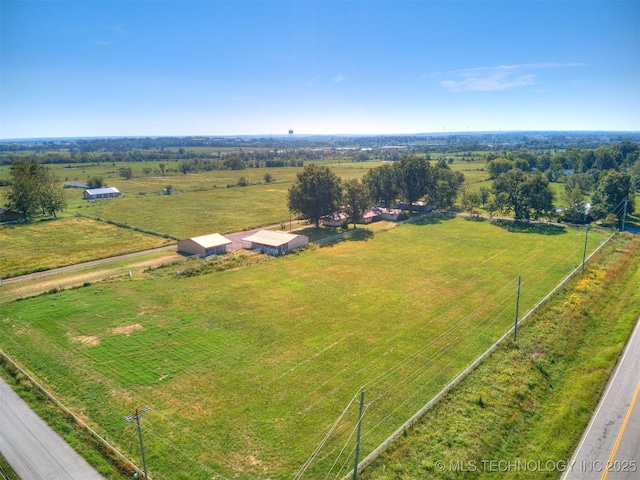 aerial view featuring a rural view