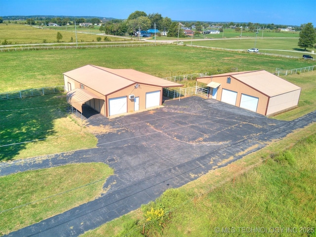 aerial view featuring a rural view