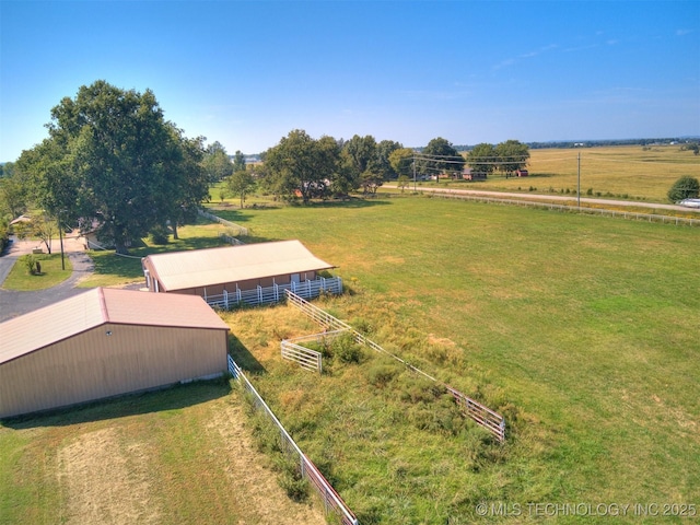 aerial view with a rural view