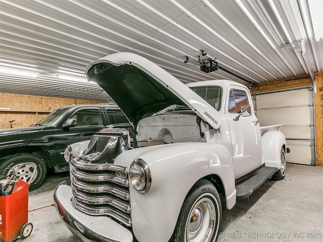 garage with a garage door opener