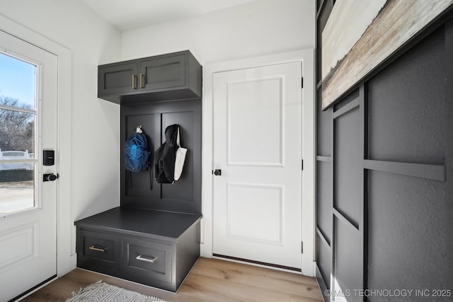 mudroom with light wood-type flooring