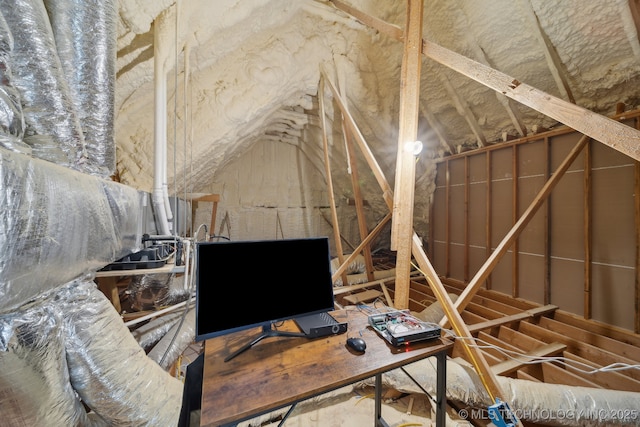 view of unfinished attic