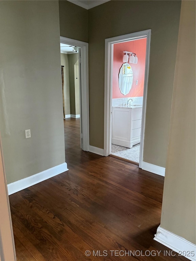 hall featuring dark hardwood / wood-style flooring