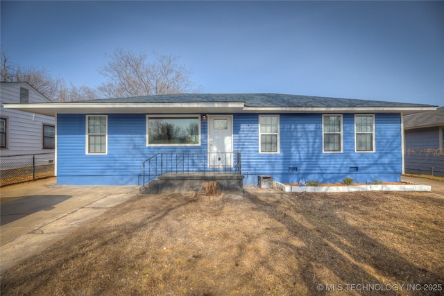 view of single story home