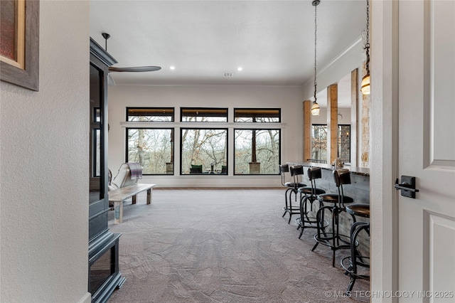 interior space featuring crown molding