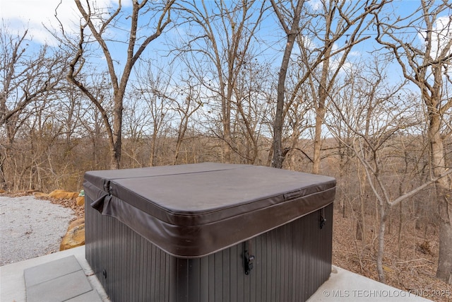 view of yard with a hot tub