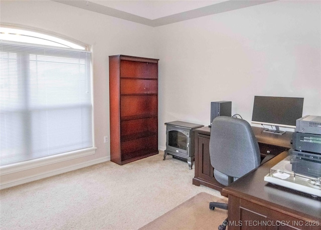 view of carpeted office space