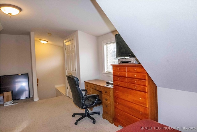 view of carpeted home office