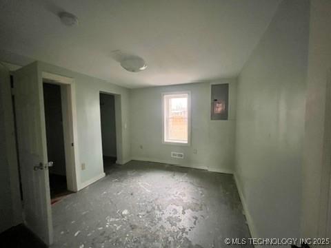 unfurnished bedroom featuring electric panel