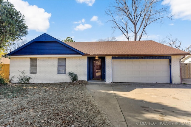 single story home with a garage