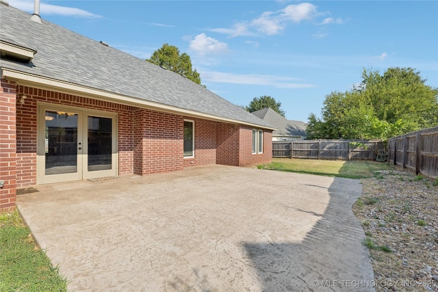 view of patio with a fenced backyard and french doors