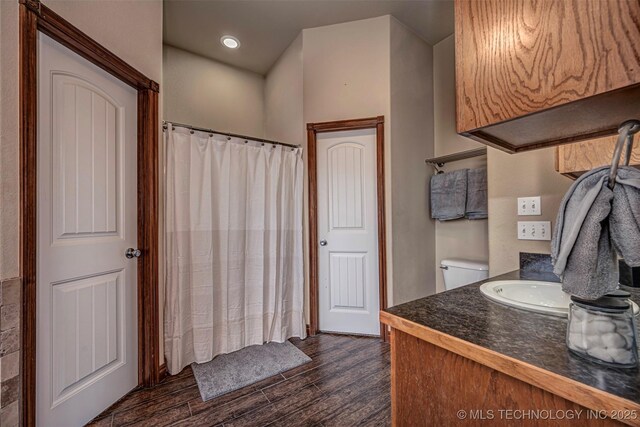 bathroom with toilet and vanity