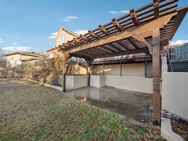 view of patio featuring a pergola