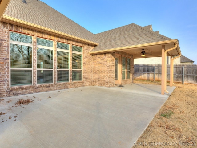 view of patio / terrace featuring ceiling fan