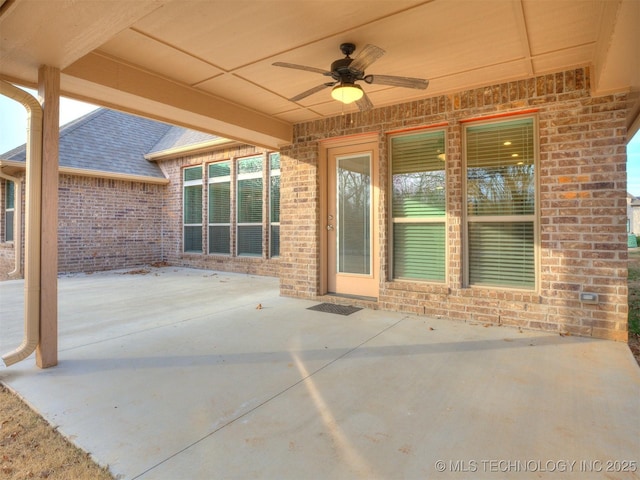 view of patio with ceiling fan