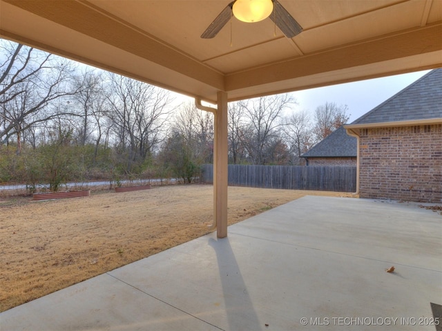 view of patio / terrace featuring ceiling fan