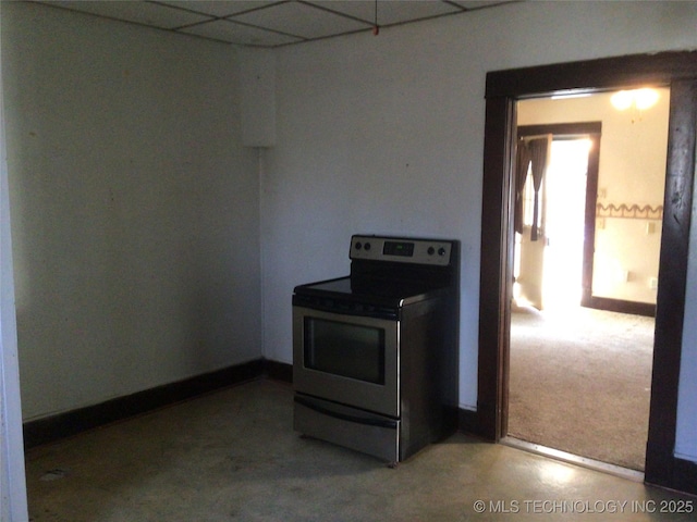 kitchen with stainless steel range with electric cooktop