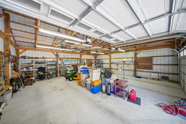 garage with a garage door opener