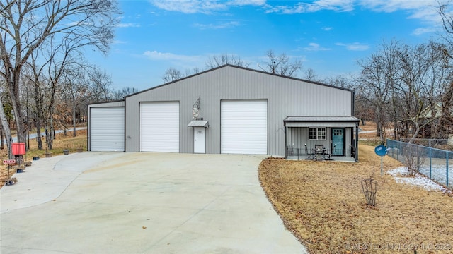 garage with a porch