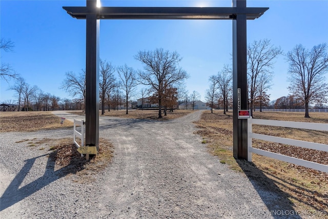 view of street with a rural view