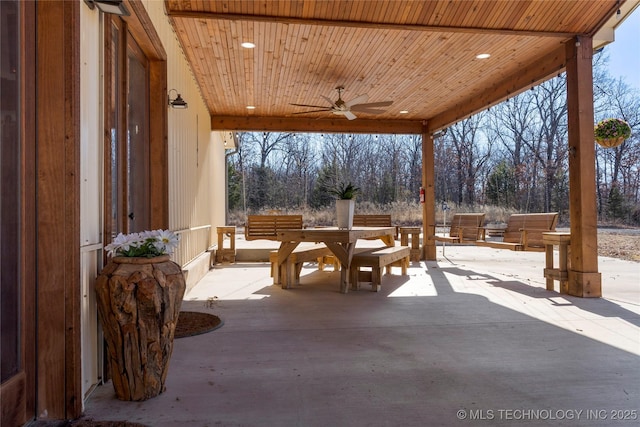 view of patio / terrace featuring ceiling fan and outdoor lounge area