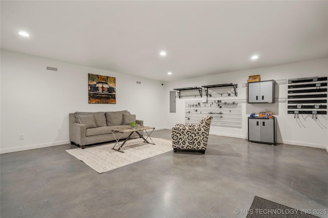 living room featuring electric panel