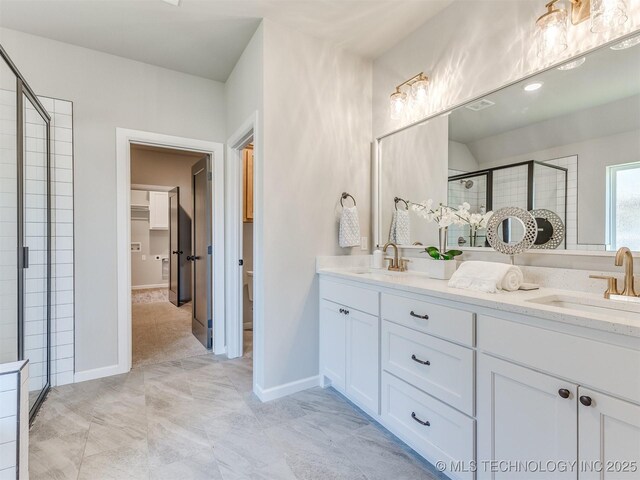 7113 E Princeton St, Broken Arrow, OK 74014 - full bathroom with a shower stall and double vanity