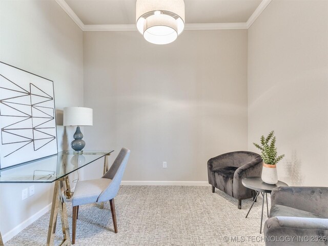 7113 E Princeton St, Broken Arrow, OK 74014 - office area featuring ornamental molding and carpet floors