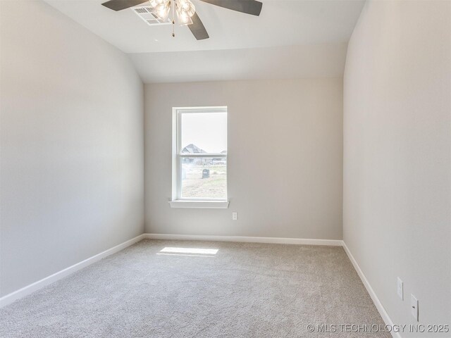7113 E Princeton St, Broken Arrow, OK 74014 - unfurnished room with a ceiling fan, carpet floors, and vaulted ceiling