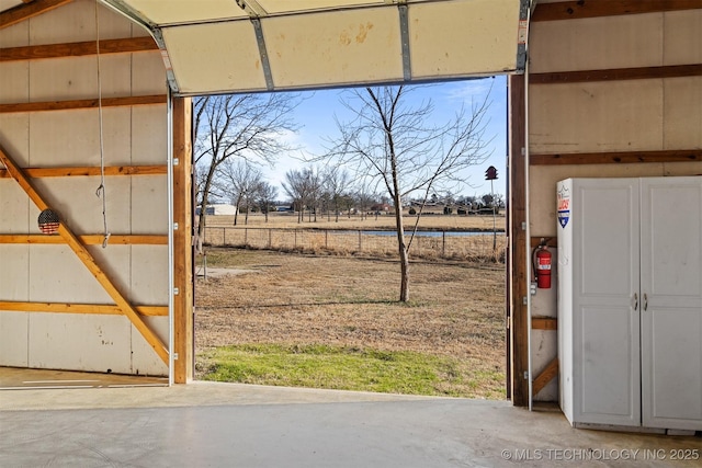 interior space featuring a rural view