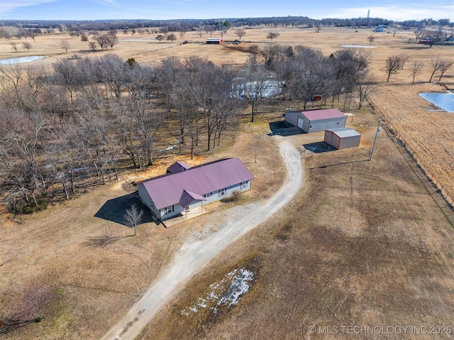 aerial view with a rural view