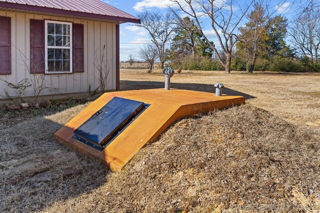 view of entry to storm shelter