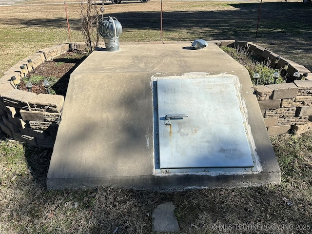 view of storm shelter