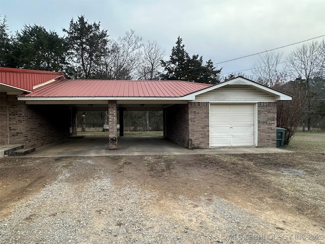 garage with a carport