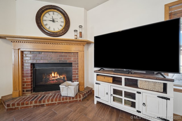 unfurnished living room featuring a fireplace