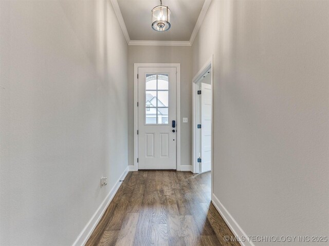 1412 N 70th St, Broken Arrow, OK 74014 - entryway featuring dark wood-style flooring and ornamental molding