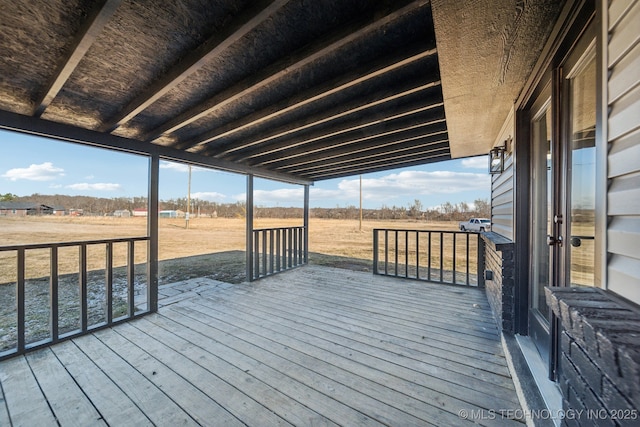 deck featuring a rural view