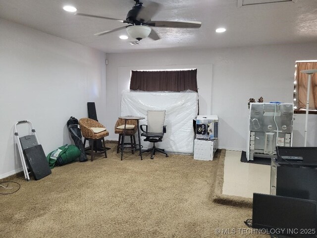 109 S E St, Eufaula, OK 74432 - miscellaneous room featuring carpet floors and ceiling fan