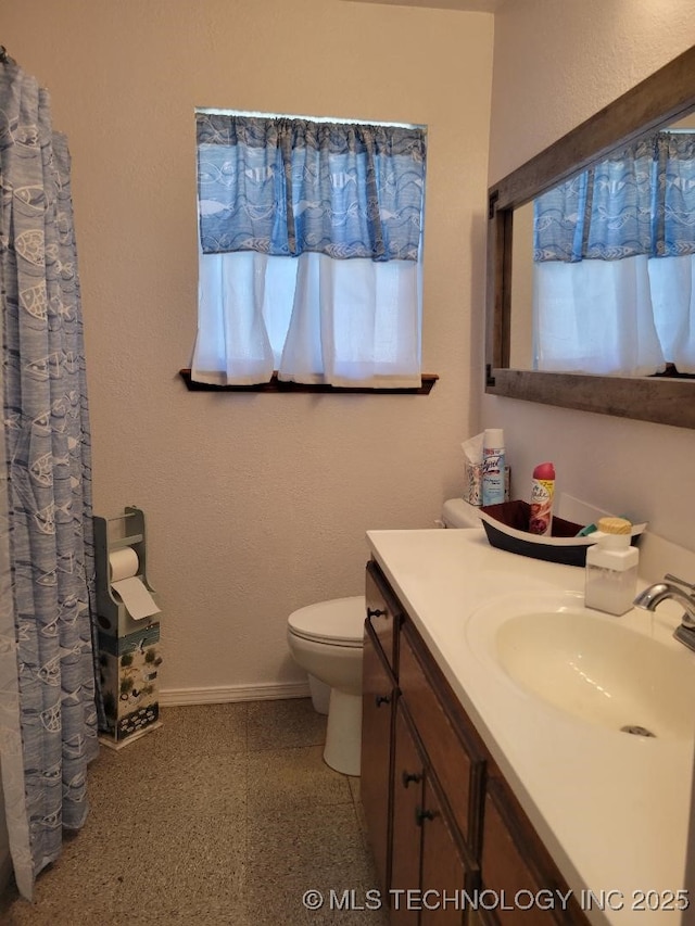 bathroom with toilet and vanity