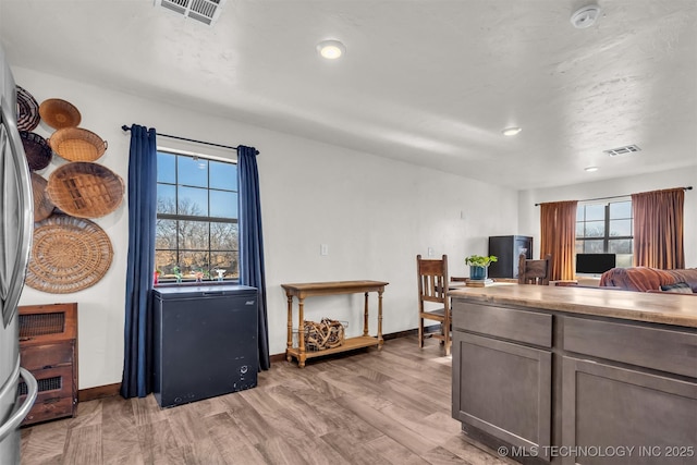 kitchen with light hardwood / wood-style floors