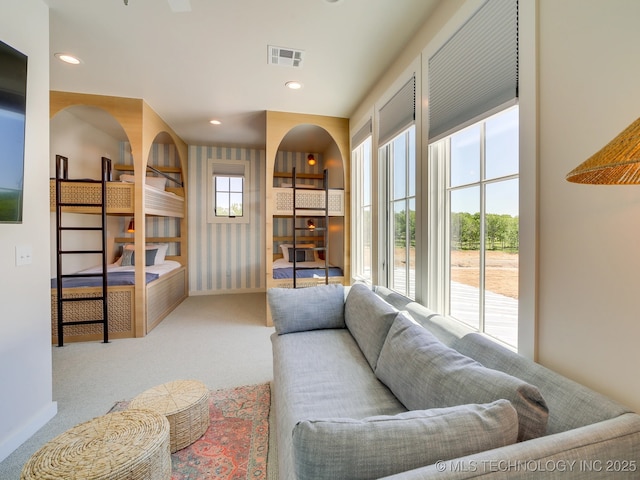 carpeted living room with a wealth of natural light