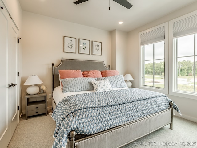 56 Center Ln N, Carlton Landing, OK 74432 - bedroom featuring carpet, recessed lighting, and ceiling fan