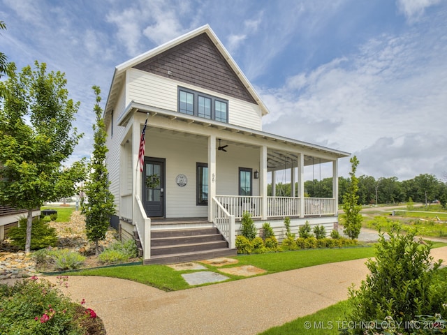 56 Center Ln N, Carlton Landing, OK 74432 - view of front of house with covered porch