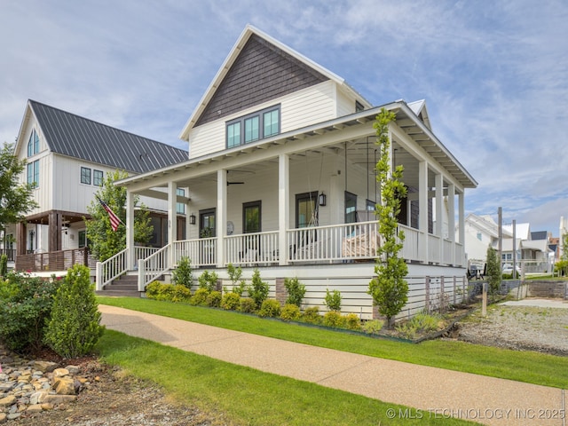 56 Center Ln N, Carlton Landing, OK 74432 - farmhouse featuring covered porch and a metal roof