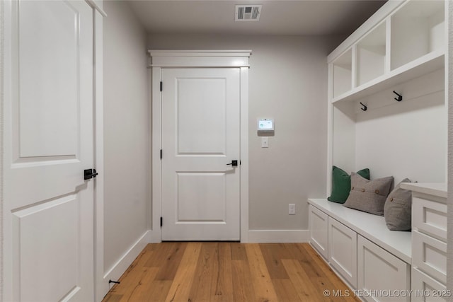 mudroom with light wood-type flooring