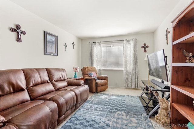 living room featuring carpet flooring