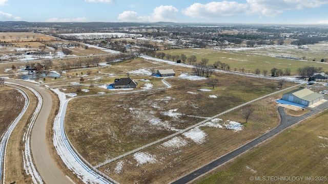 bird's eye view with a rural view