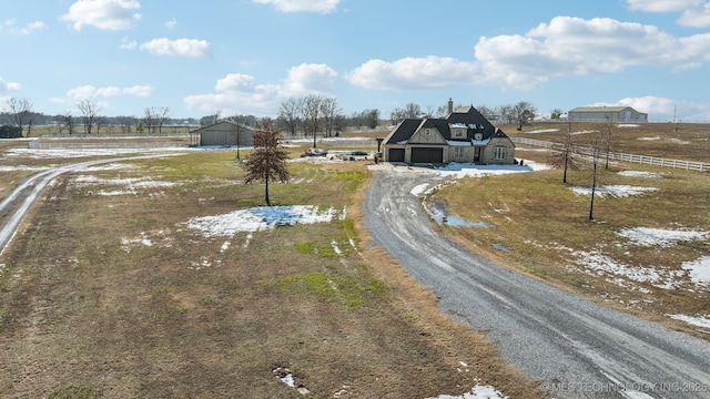 view of street with a rural view