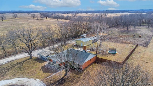 drone / aerial view with a rural view